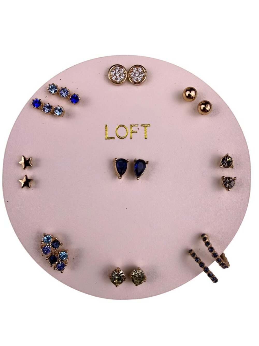 Ann Taylor Loft Womens Gold Tone & Blue 9-Piece Earring Set Multiple Styles